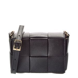 Isabella Rossetti Leah Hand-Woven Leather Crossbody, Black